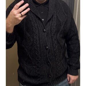 Aran Sweater Market 100% Merino Wool Shawl Collar Cardigan 2XL Made in Ireland